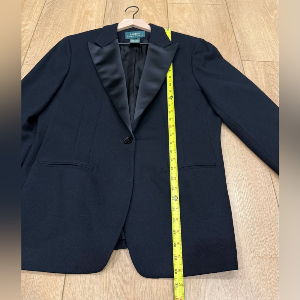 Lauren Ralph Lauren Wool Tuxedo Blazer Black Satin Lapel 14 - Picture 8 of 10